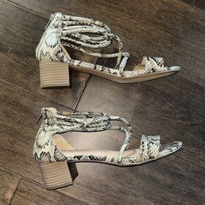 Torrid Snakeskin Zipper Back Sandals